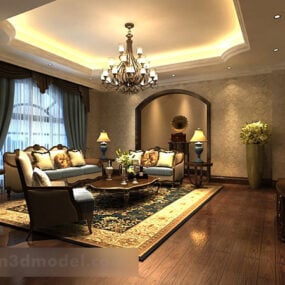 Living Room Curtains Interior V2 3d model