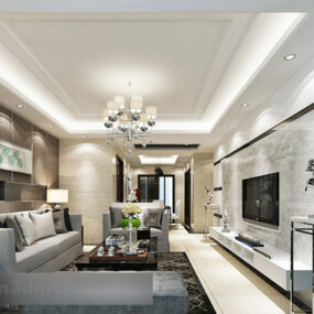 Modern Living Room Furniture Interior V2 3d model