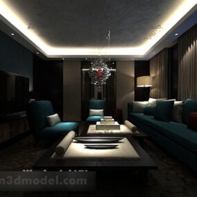 Living Room Curtains Interior V4 3d model