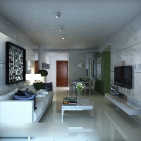 Jednoduchý interiér obývacího pokoje V13 3D model