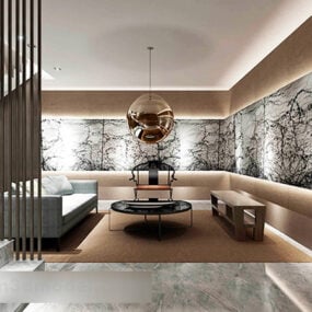 Simple Living Room Interior V15 3d model