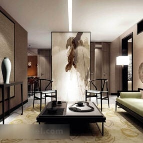 Interior de sala de estar de estilo chino V11 modelo 3d
