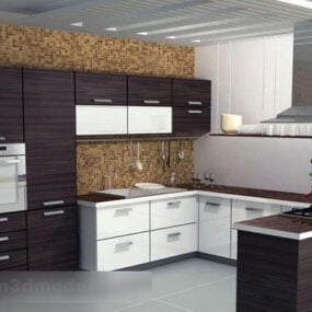 U Shape Kitchen Interior V1 3d -malli