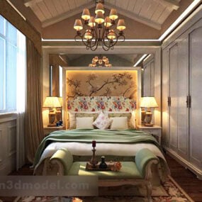 European Style Luxury Bedroom Interior 3d model