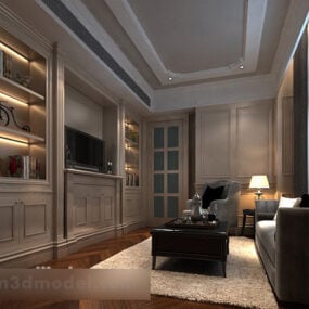 European Study Room Room Interior 3D-malli
