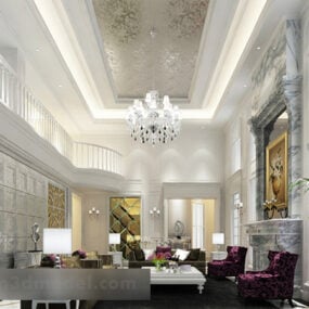 Europejska dekoracja sufitowa do salonu Wnętrze V1 Model 3D
