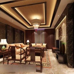 Chinese Living Room Ceiling Decoration Interior 3d model