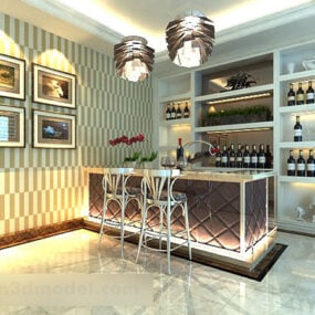 Home Bar Wine Shelves Interior 3d model