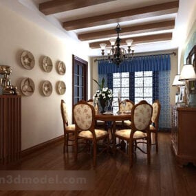 Rural Style Dinning Room Interior 3d model