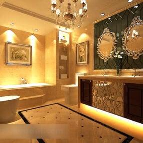 होटल क्लासिक बाथरूम इंटीरियर 3डी मॉडल