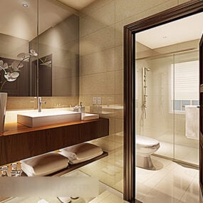 3д модель интерьера туалета современного отеля