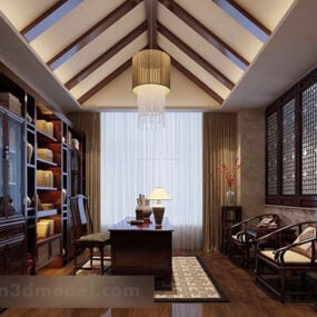 Chinese Style Study Room Interior V2 3d model