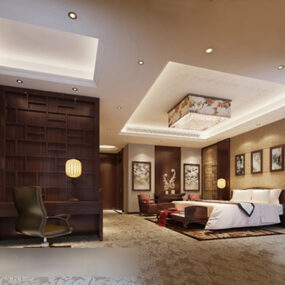 Chinese Bedroom Ceiling Decoration Interior 3d model