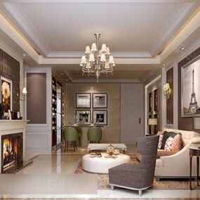 Interior de la sala de estar europea V36 modelo 3d