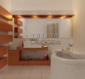 Modelo 3d de interior de design simples de banheiro