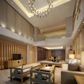 Modelo 3d de interior de design duplex de sala de estar