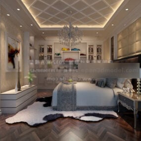 3д модель интерьера главной спальни роскошной квартиры