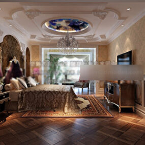 Western European Bedroom Interior 3d model