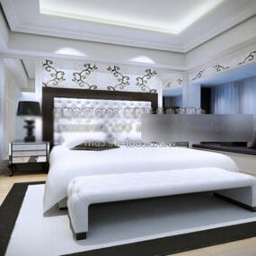 단순히 흰색 침실 인테리어 3d 모델