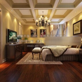 Classic Ceiling Master Bedroom Interior 3d model