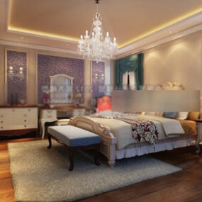 Western Home Design Master Bedroom Interior 3d-modell