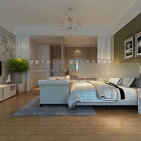 3д модель интерьера современной главной спальни