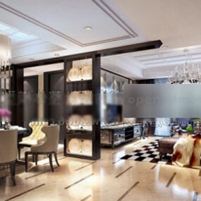 European Luxury Dinning Room Interior 3d model