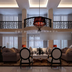 Model 3d Interior Ruang Duplex Villa Klasik