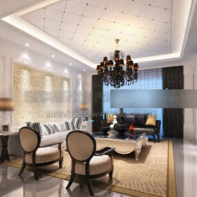 Elegant Decor Living Room Interior 3d model