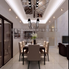 Villa Home Espaço de jantar Interior Modelo 3D