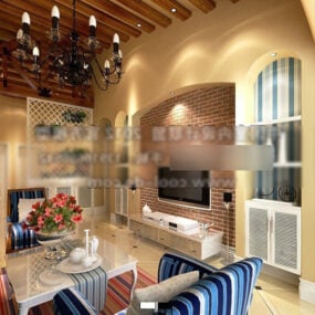 Rustikální interiér obývacího pokoje V4 3D model