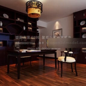 Chinese Style Study Room Interior V3 3d model