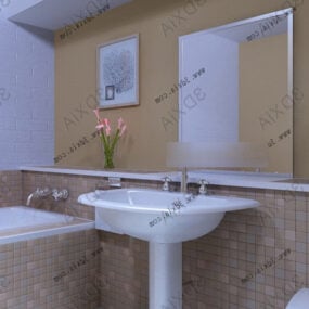 Modelo 3D do interior básico da vaidade do banheiro