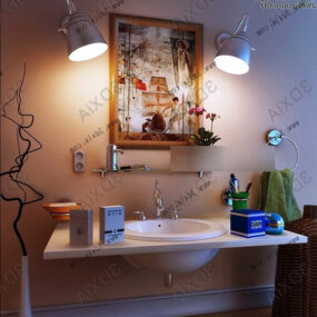 Mô hình nội thất phòng tắm nhỏ Vanity 3d