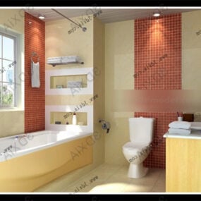 Enkel Leilighet Toalett Interiør 3d-modell
