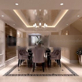 Modern Style Dinning Room Interior 3d model