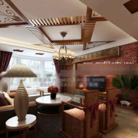 1д модель интерьера гостиной Юго-Восточной Азии V3