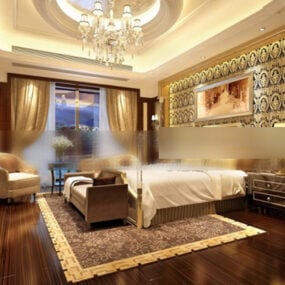 Luxusní klasický interiér ložnice vily 3D model