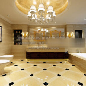 Round Ceiling Decor Bathroom Interior 3d model