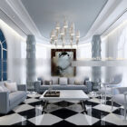 White Ceramic Living Room Interior