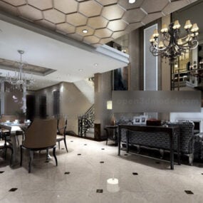 Luksusowe wnętrze jadalni w domu Model 3D