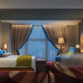Moderne slaapkamer hotel interieur 3D-model