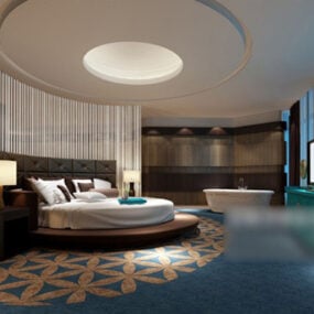 Luxury Round Style Bedroom Interior 3d model