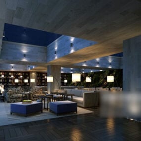 Villa Luxus-Wohnzimmer im Freien, 3D-Modell