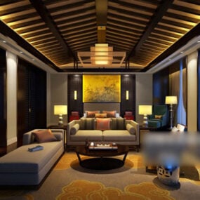 Modern Western Living Room Interior 3d model