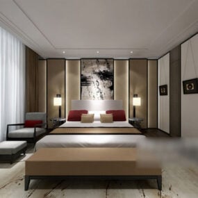 Modern Master Bedroom Interior V2 3d model
