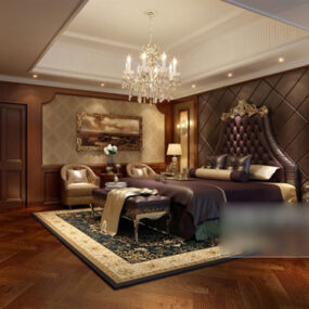 European Style Bedroom Interior V13 3d model