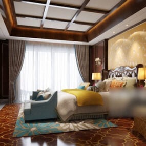 Classic Ceiling Bedroom Interior 3d model