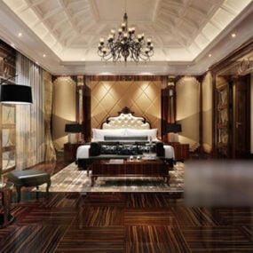 Klassinen Royal Bedroom Interior 3D-malli