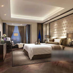 Elegant Design Bedroom Interior V1 3d model